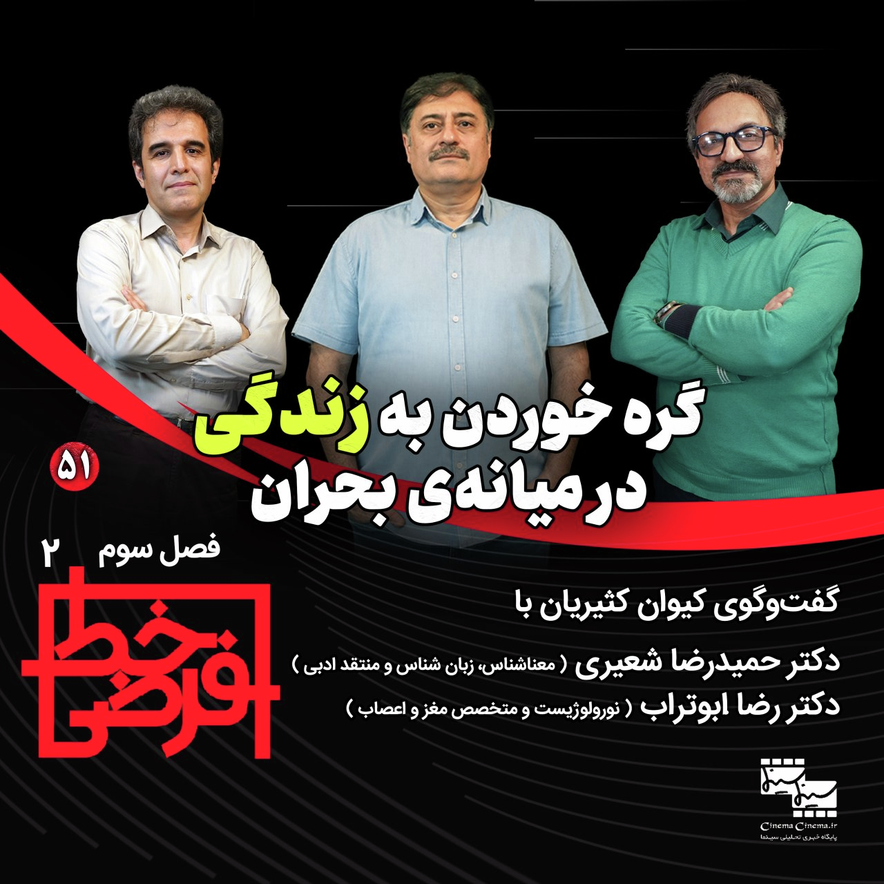 حمیدرضا شعیری  (زبان شناس)  رضا ابوتراب  (متخصص مغز و اعصاب) | گره خوردن به زندگی در میانه‌ی بحران