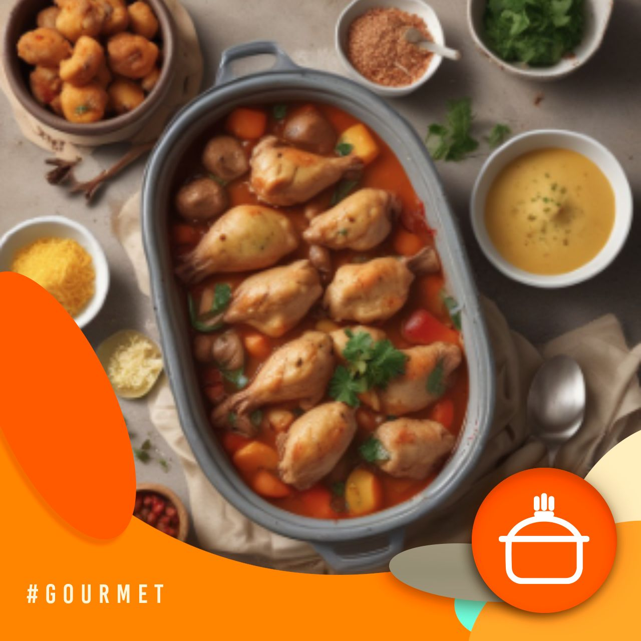 Alvorada Gourmet - Frango ensopado com farofa de abobrinha