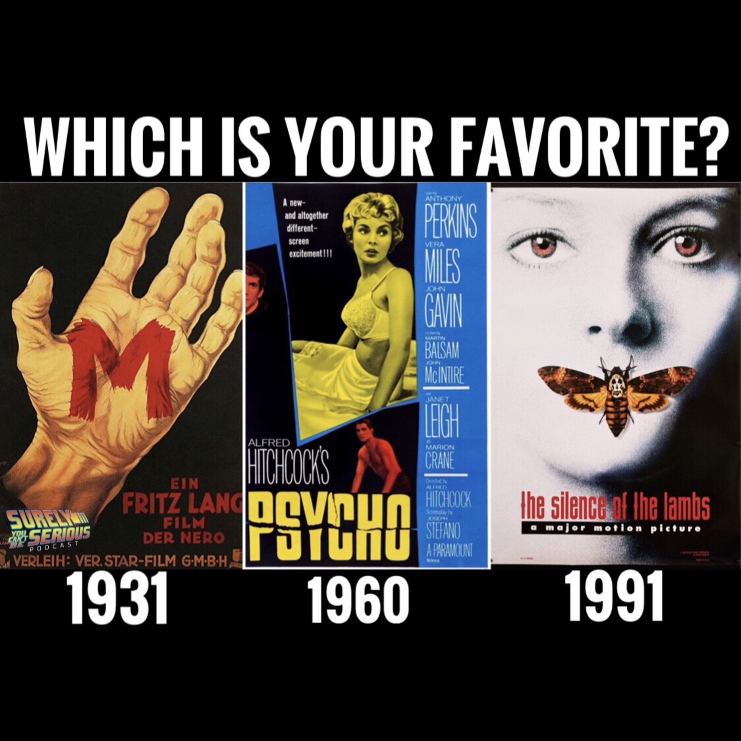 "M" (1931) vs. "Psycho (1960) vs. "The Silence of the Lambs (1991) Image