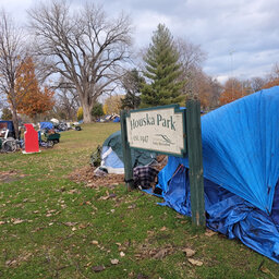 Mary, a homeless person at Houska Park, talks situation heading into winter