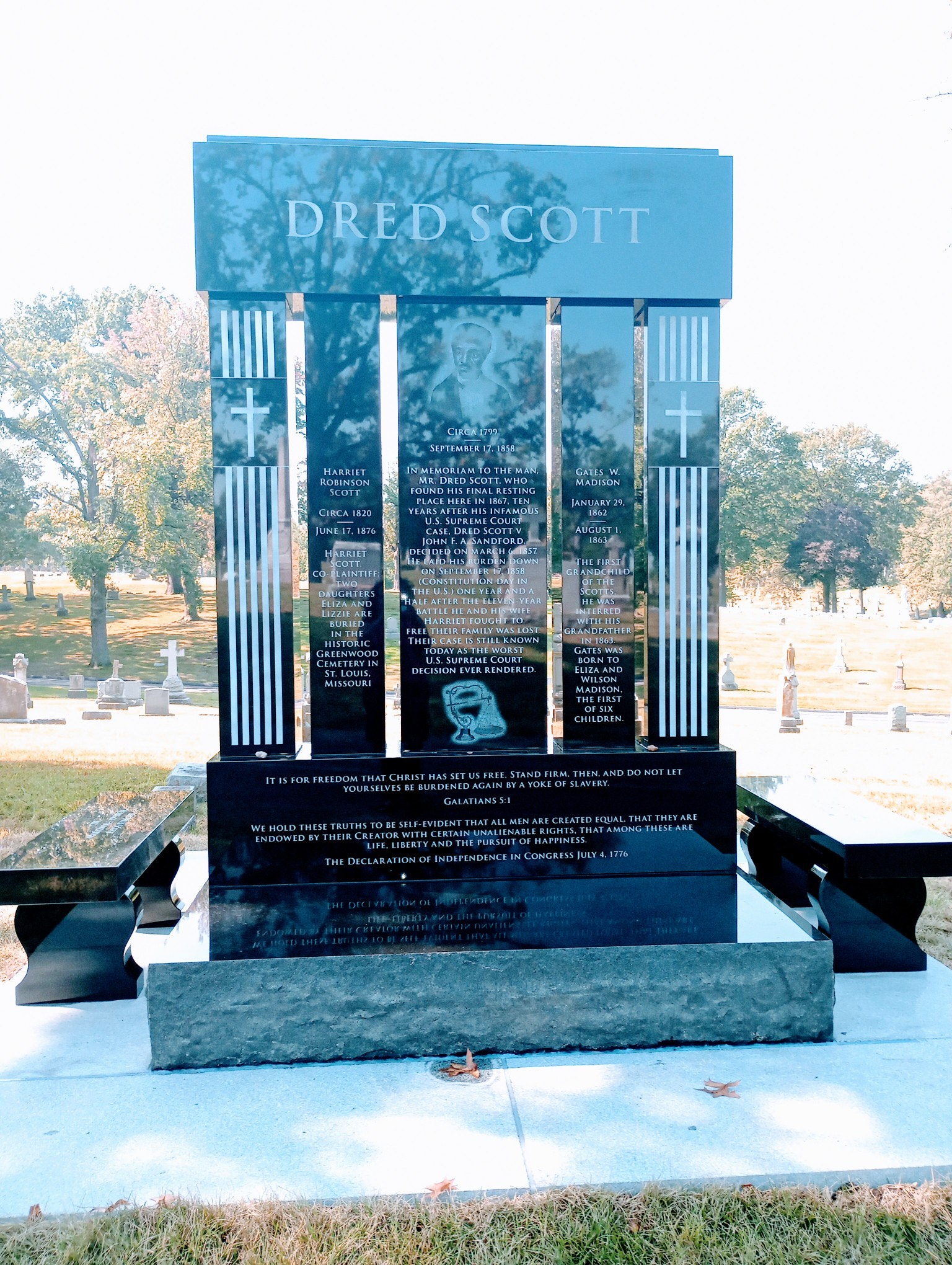 New Dred Scott monument in Calvary Cemetery in St Louis