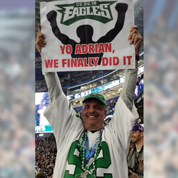 Loyal Philly sports season ticketholder stands out at games with original signs