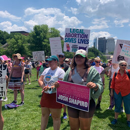 Demonstrators rally for abortion rights at Independence Mall