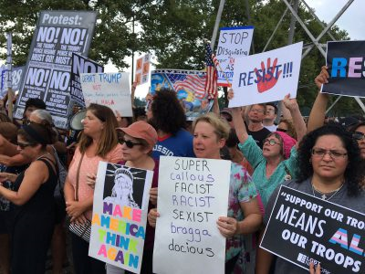 Protesters, Supporters Gather Outside Trump Speech On LI