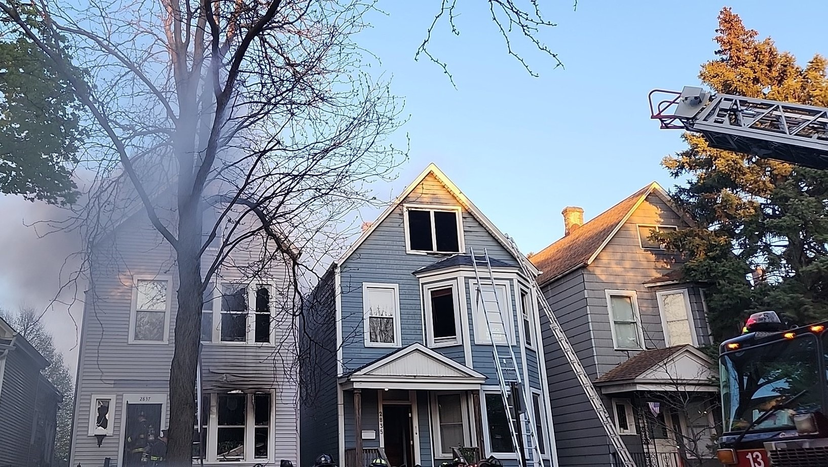 Firefighters put out large blaze at three homes in Logan Square