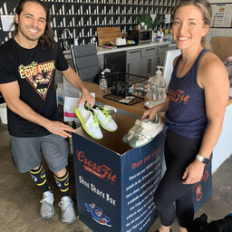 Getting shoes on barefoot homeless patients in the ER. We check in with former KNX Heroes Dr. Luke Palmisano & Angie Armijo of the Crossfit Echo Park Shoe Share!