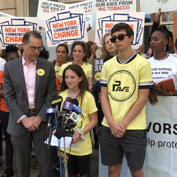 Parents, students rally to call on city to ban all flavored e-cigs