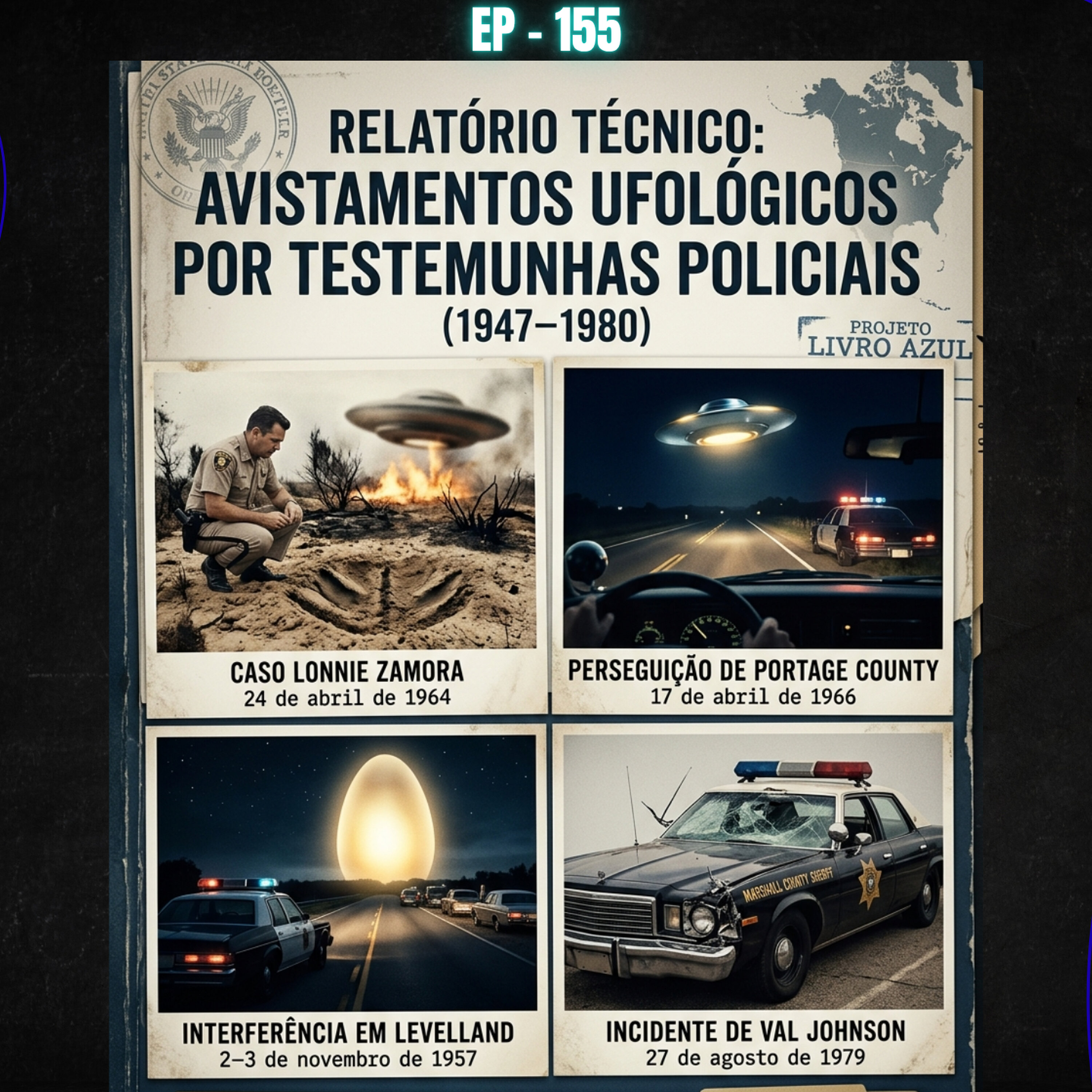 155 - AVISTAMENTOS UFOLÓGICOS POR TESTEMUNHAS POLICIAIS (1947–1980) episode artwork