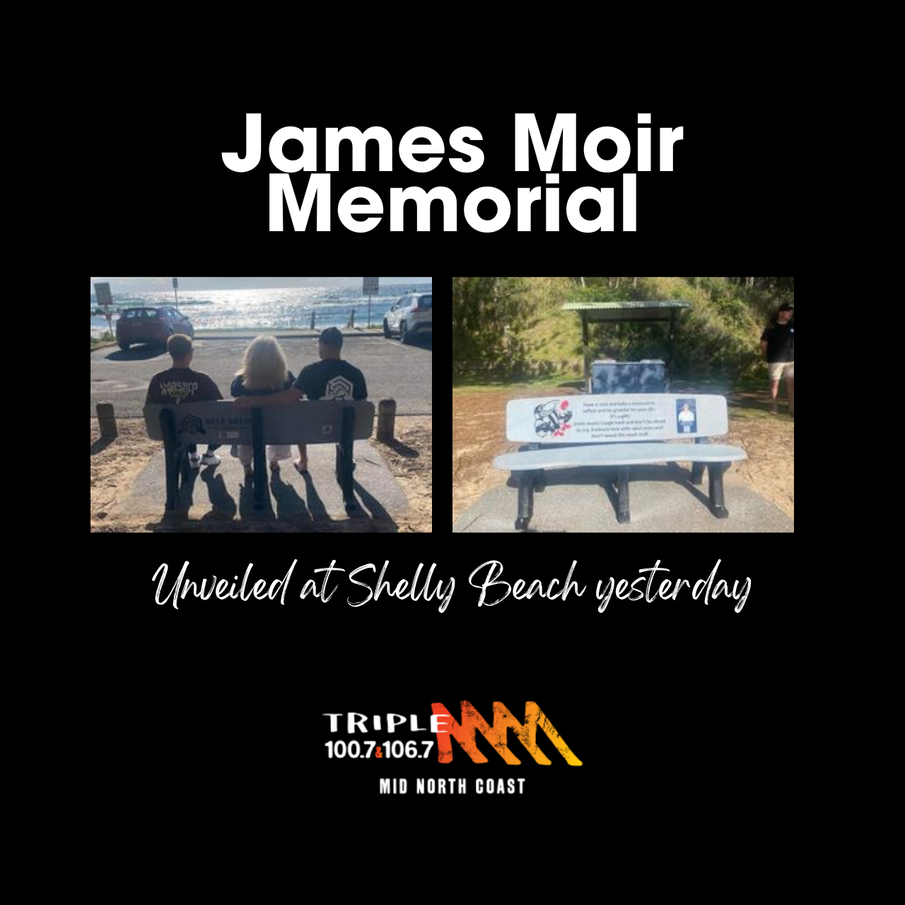 Strawny catches up with Leanne Moir after the unveiling of a new memorial at Shelly Beach for son James