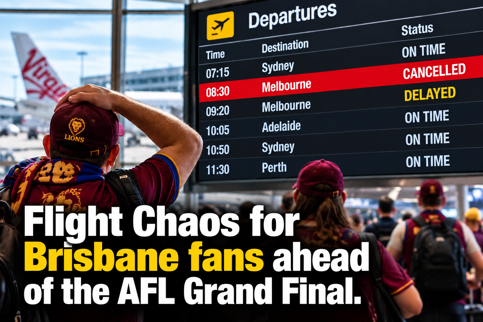 Flight Chaos for Brisbane fans ahead of the AFL Grand Final. episode artwork