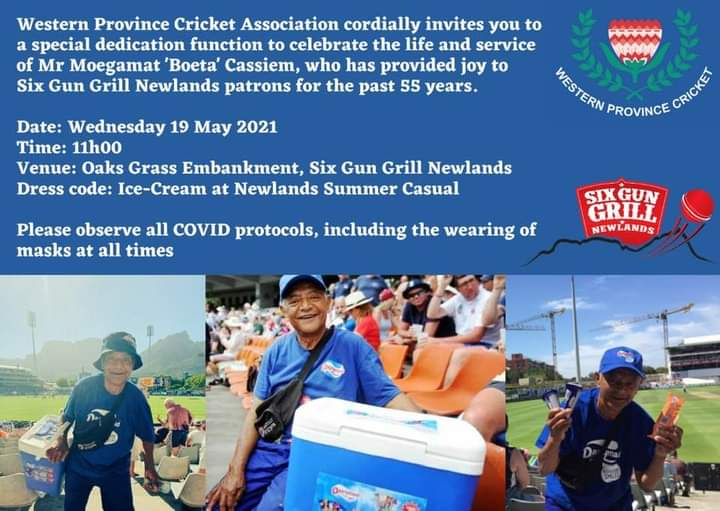 Boeta Cassiem will be at Newlands today for a farewell party