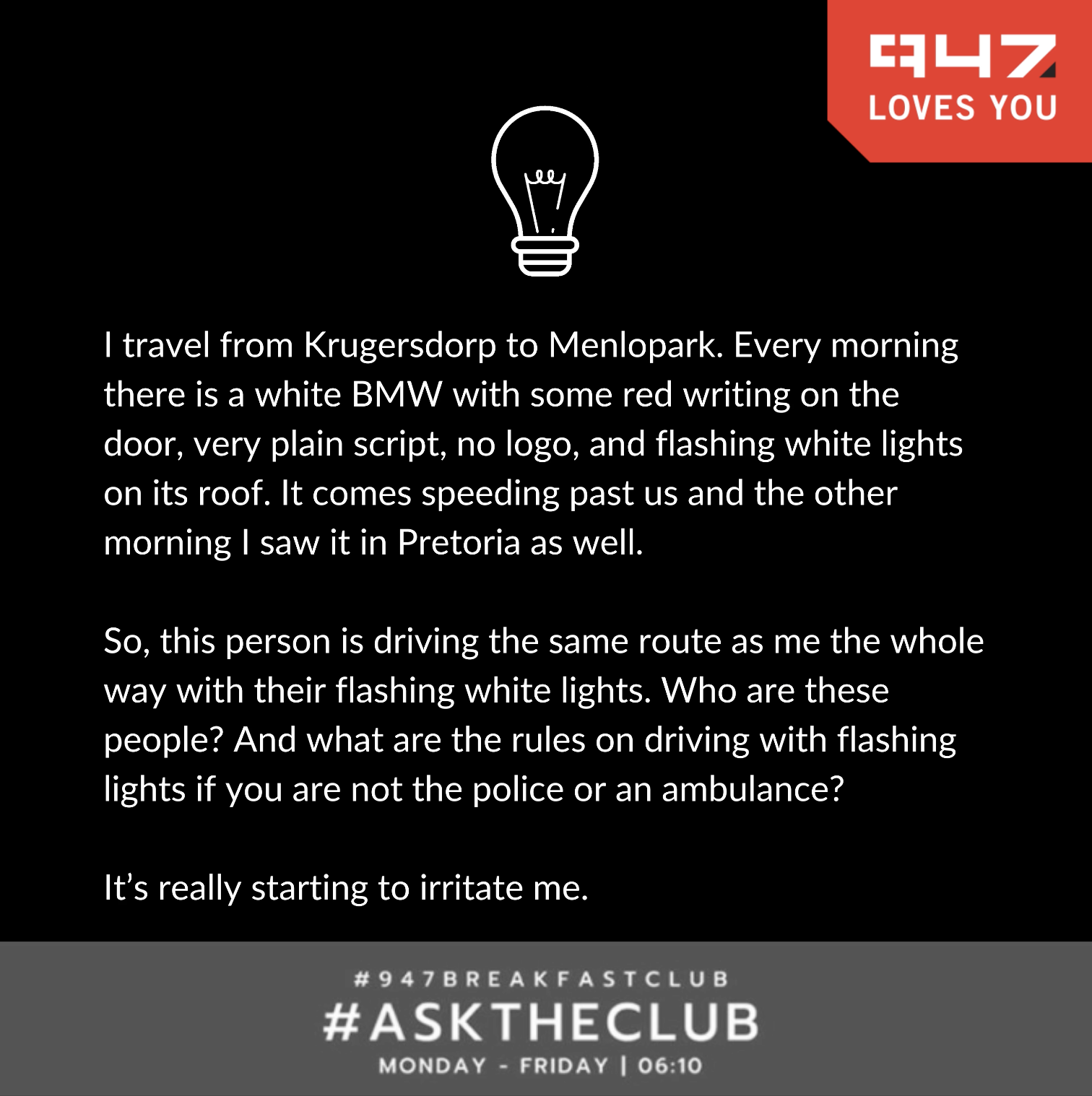 #AskTheClub: "Every morning there is a white BMW with some red writing on the door, very plain script, no logo - nothing!" episode artwork