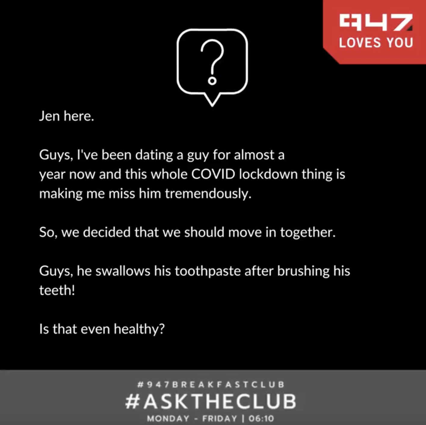 #AskTheClub: "Would you consider cereal a soup?" 🥘 #947BreakfastClub cc @947BClub @Anele @FrankieFire @ThembiMrototo @AlexCaige @CindyPoluta episode artwork