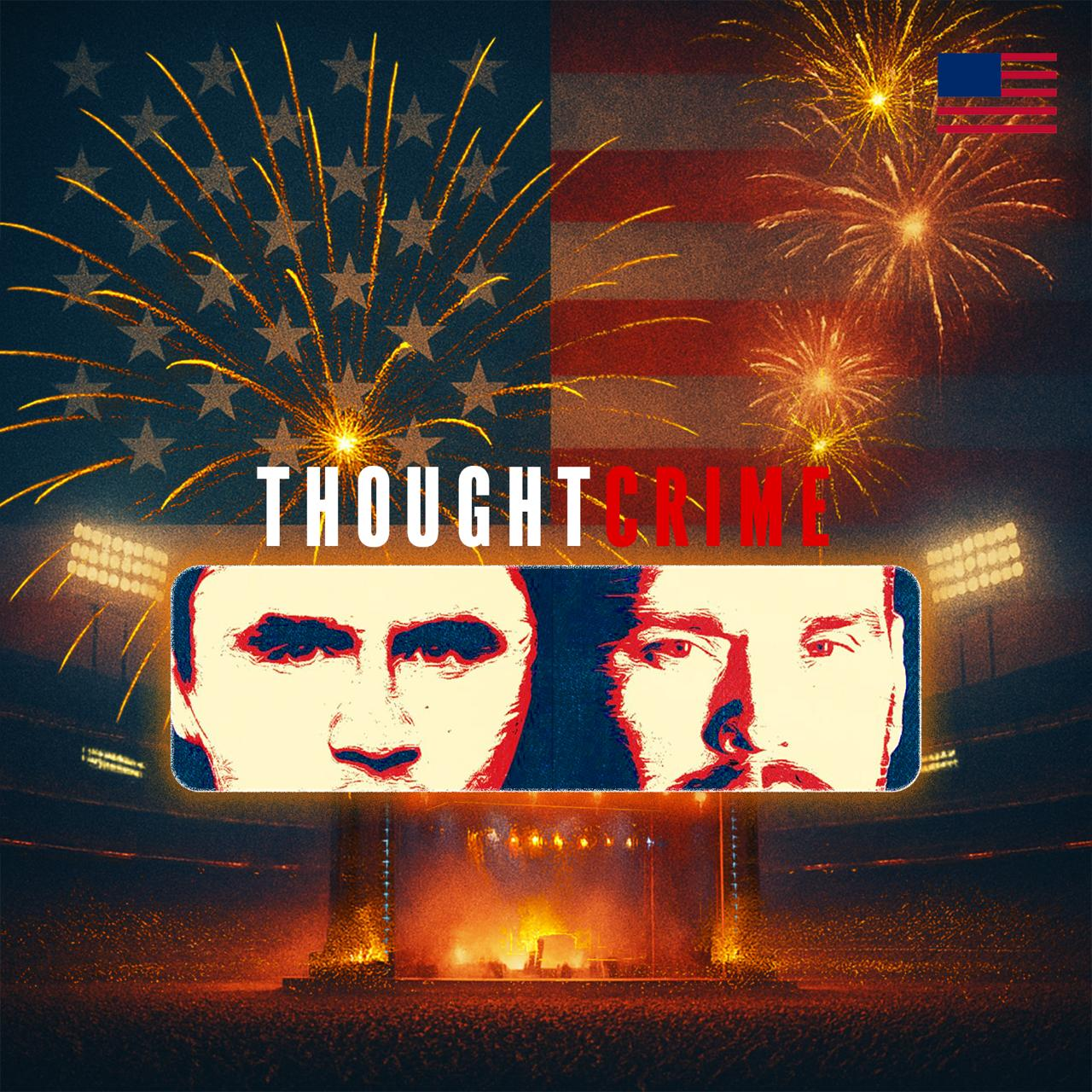 Episode art: THOUGHTCRIME Ep. 100 — Turning Point Halftime? Potatoes and Katie Porter? Hasan the Dog Shocker?