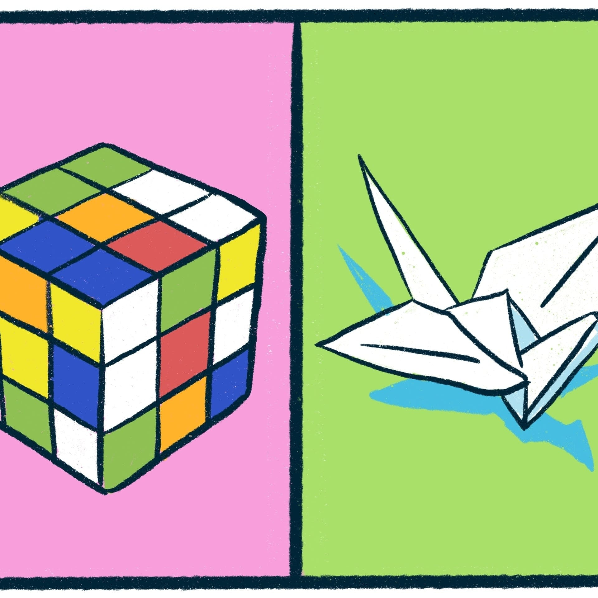 Rubik’s Cube vs. Origami a geometric debate