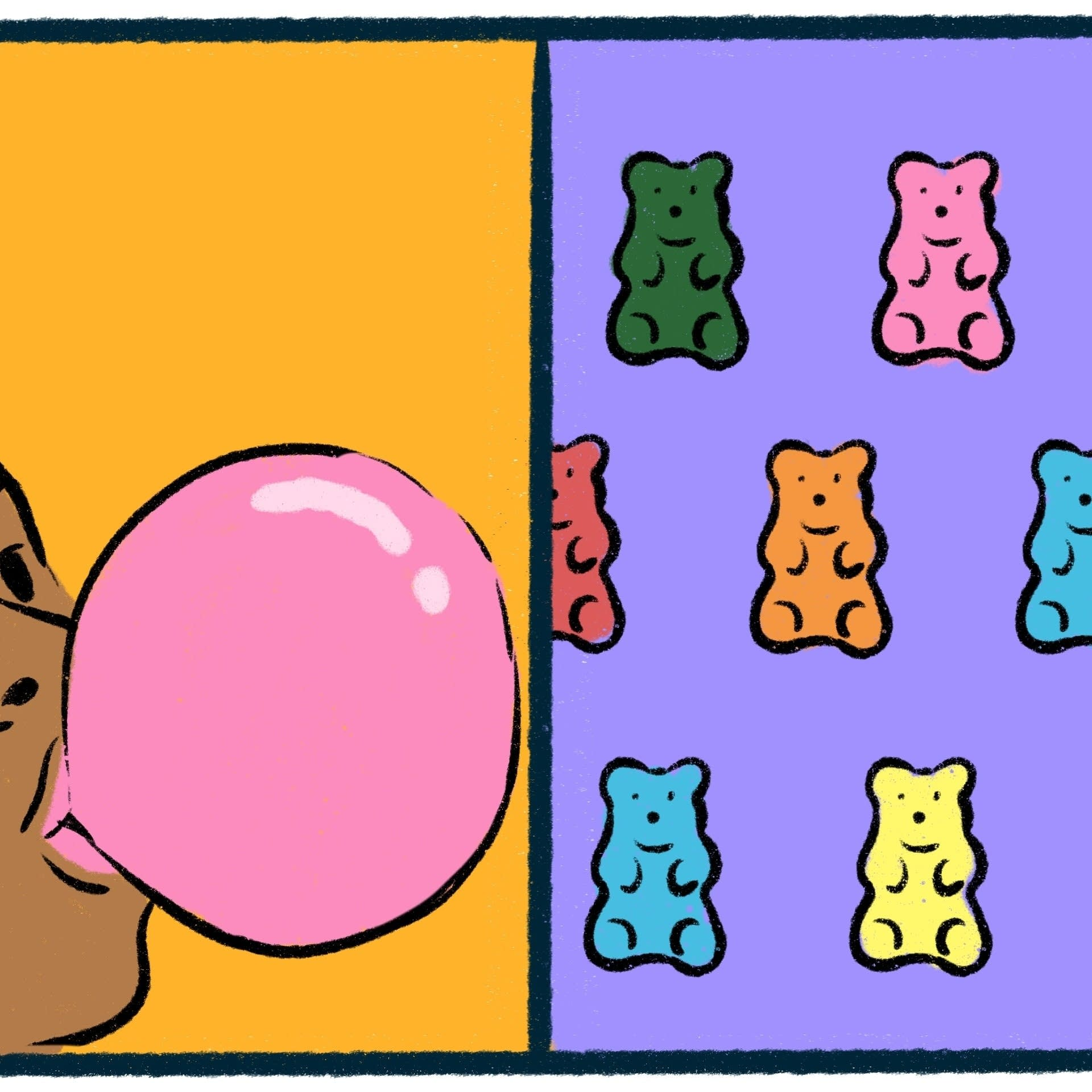 Bubble Gum vs. Gummy Bears: a yummy gummy debate