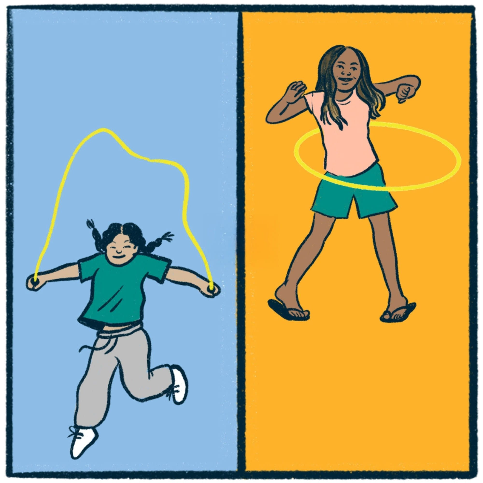Jump rope vs. Hula hoop: an energetic debate