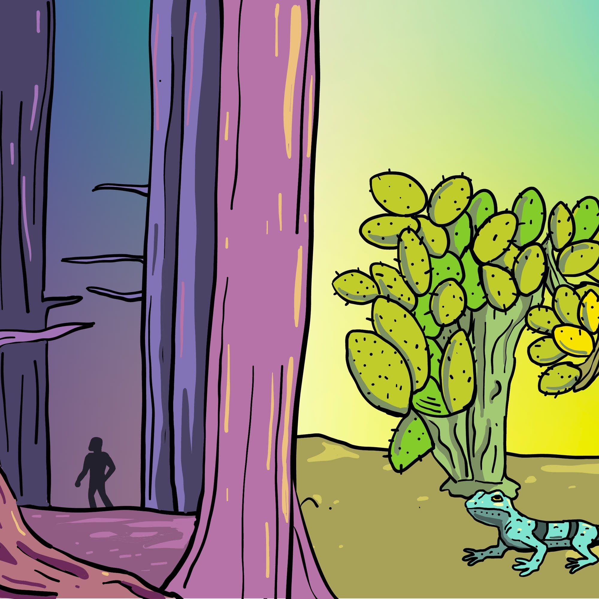 Redwood Tree vs. Prickly Pear Cactus