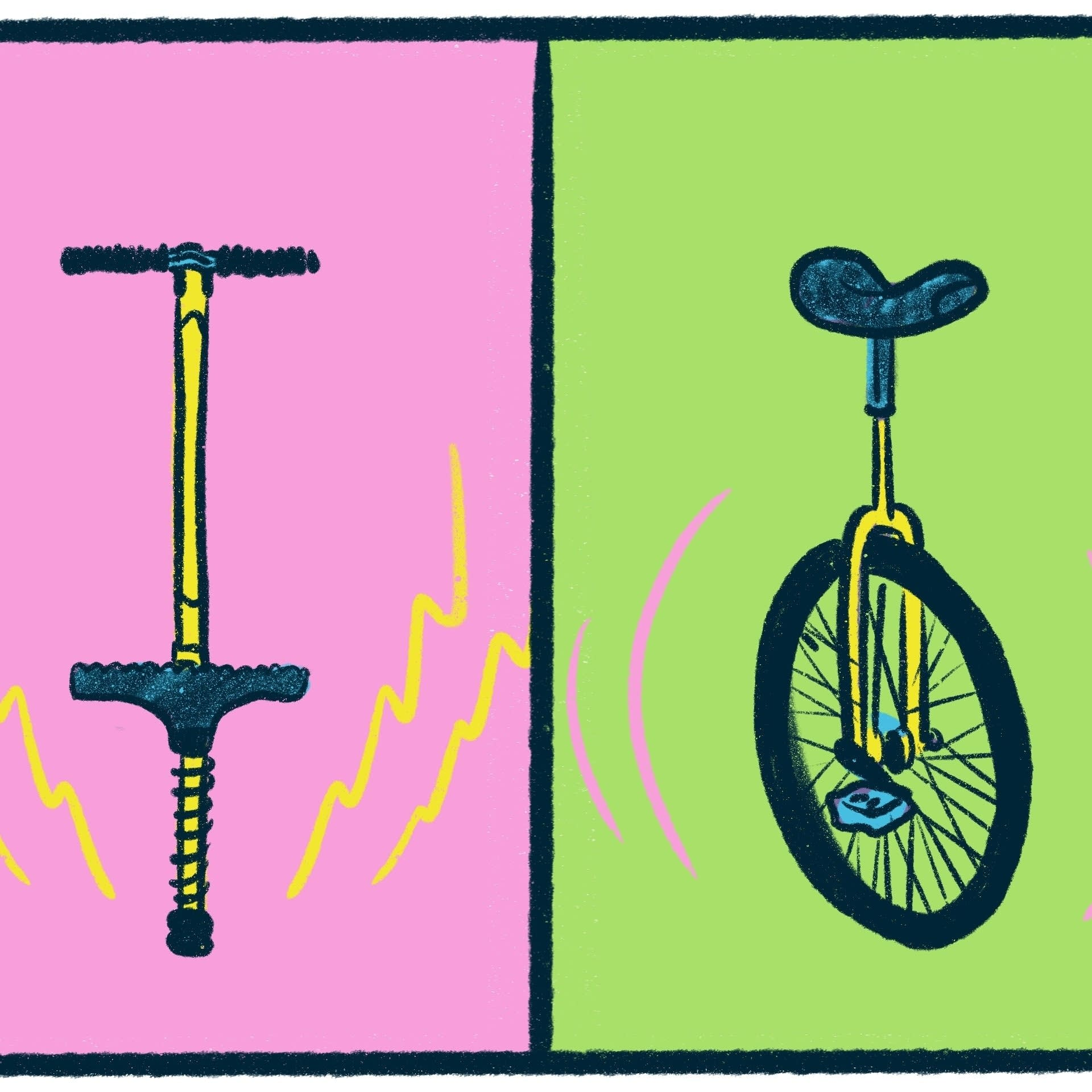 Pogo Sticks vs. Unicycles: a playful debate