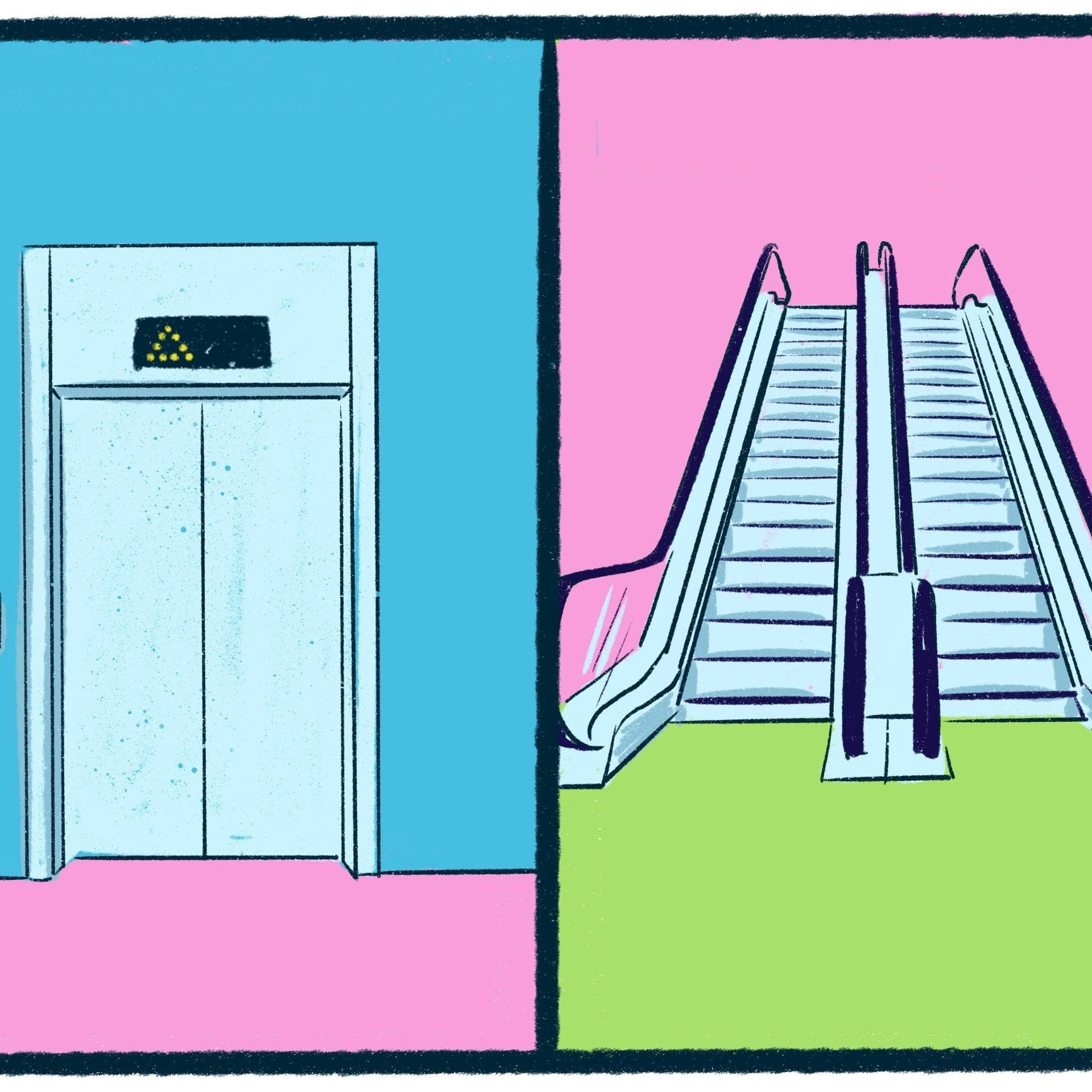 Elevators vs. Escalators: an uplifting debate