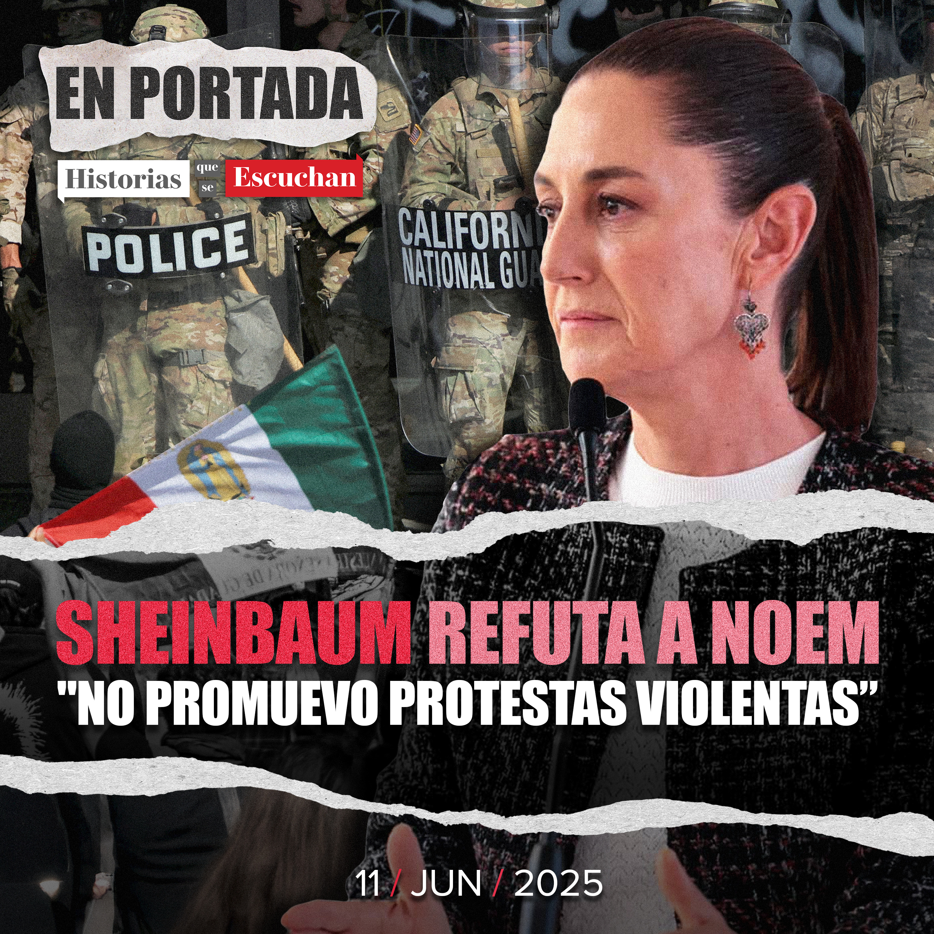 Kristi Noem acusa a Claudia Sheinbaum de animar más protestas en Los Ángeles: "es inaceptable"