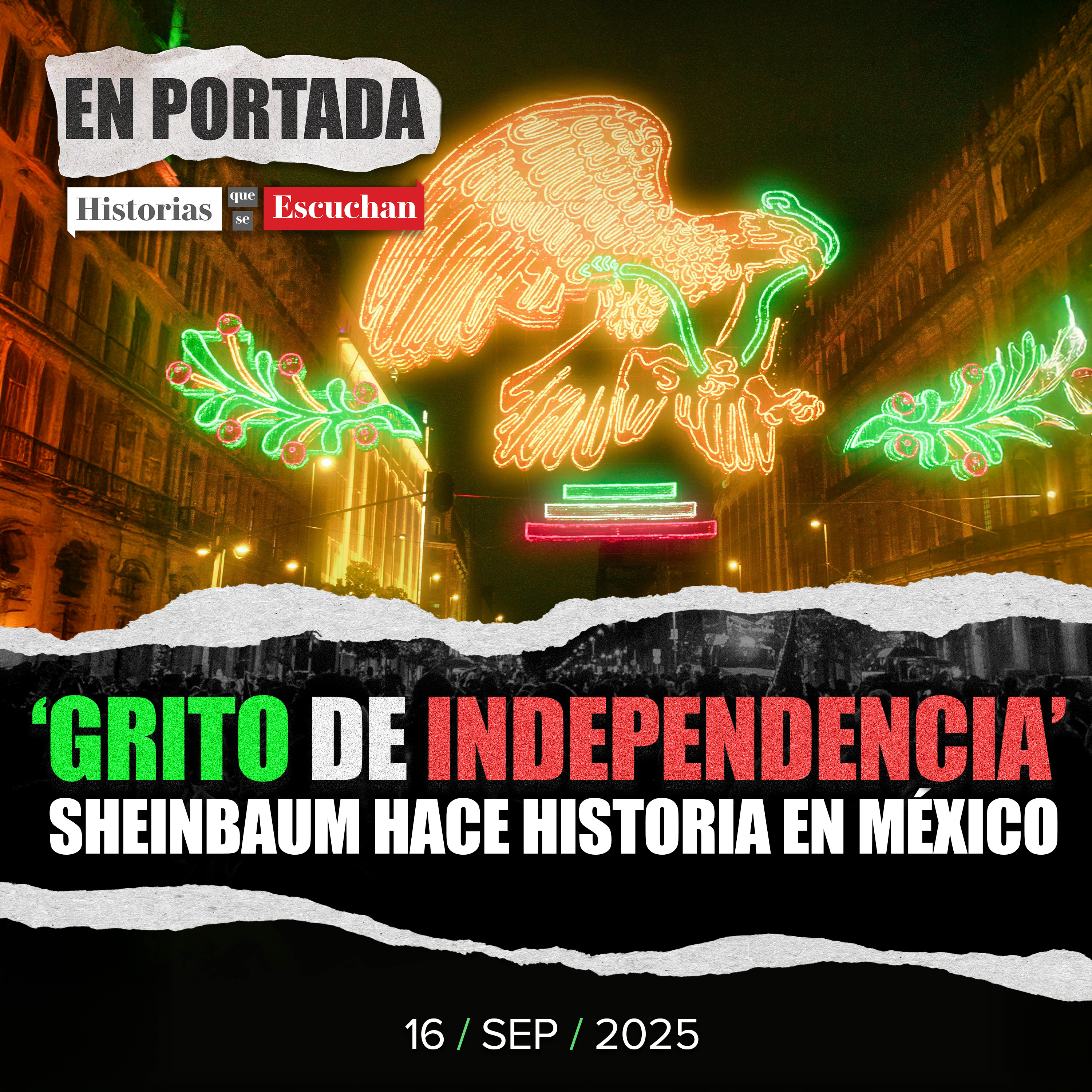 Claudia Sheinbaum rinde homenaje a heroínas mexicanas en su primer Grito de Independencia