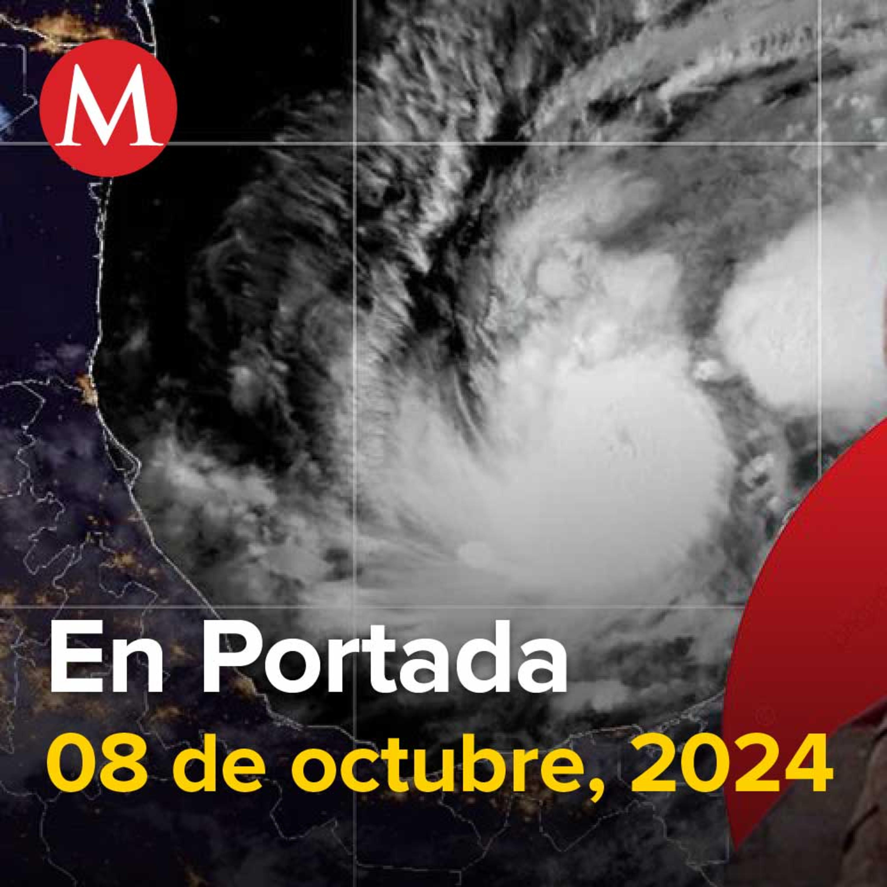 08-octubre-2024. Sheinbaum advierte de la llegada del huracán 'Milton', Constructoras estiman que plan ferroviario costará 2 bdp, Dan emotiva despedida a Alejandro Arcos Catalán.