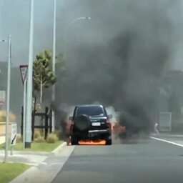 A car caught fire near a Moorabbin petrol station