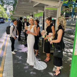'Didn't think twice': Couple jump on a tram to get to their wedding on time after traffic nightmare