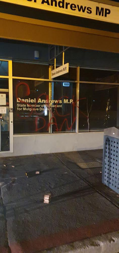 Premier's electoral office smashed and graffitied overnight