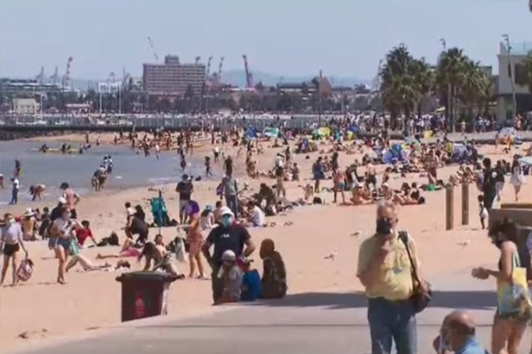 Clean-up continues after crowds pack Melbourne's beaches on sweltering Cup Day