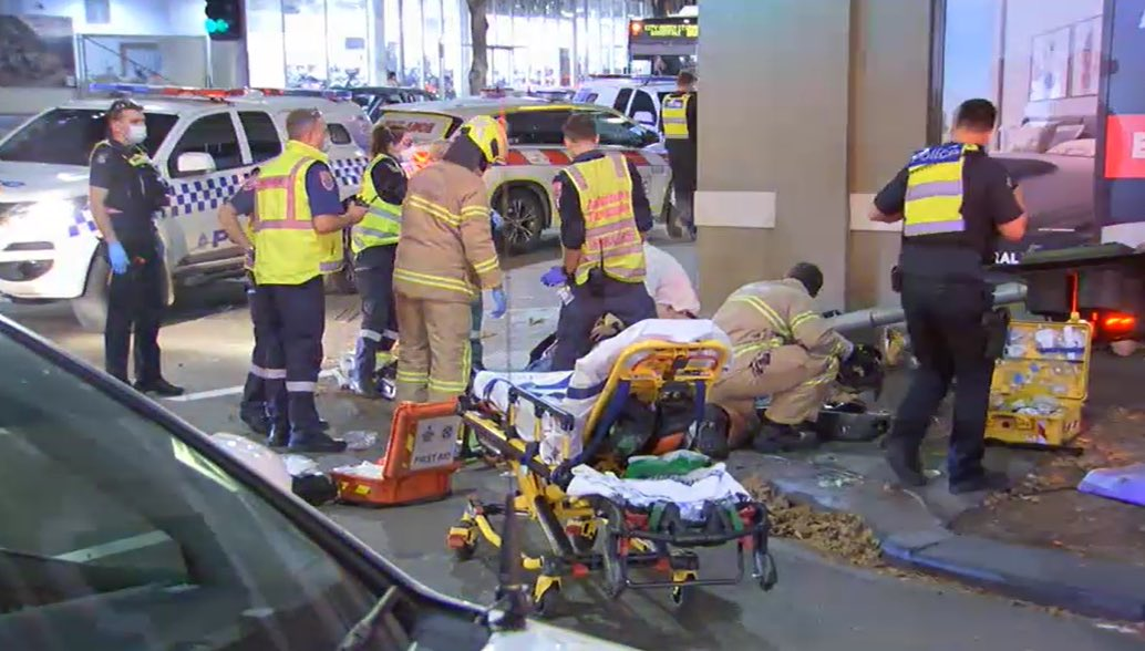 Two fighting for life after truck ploughs into five pedestrians in Southbank