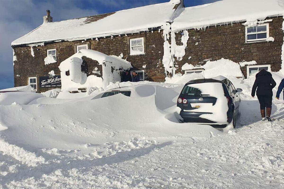 Snowstorm leaves punters stuck at UK's highest pub for three nights