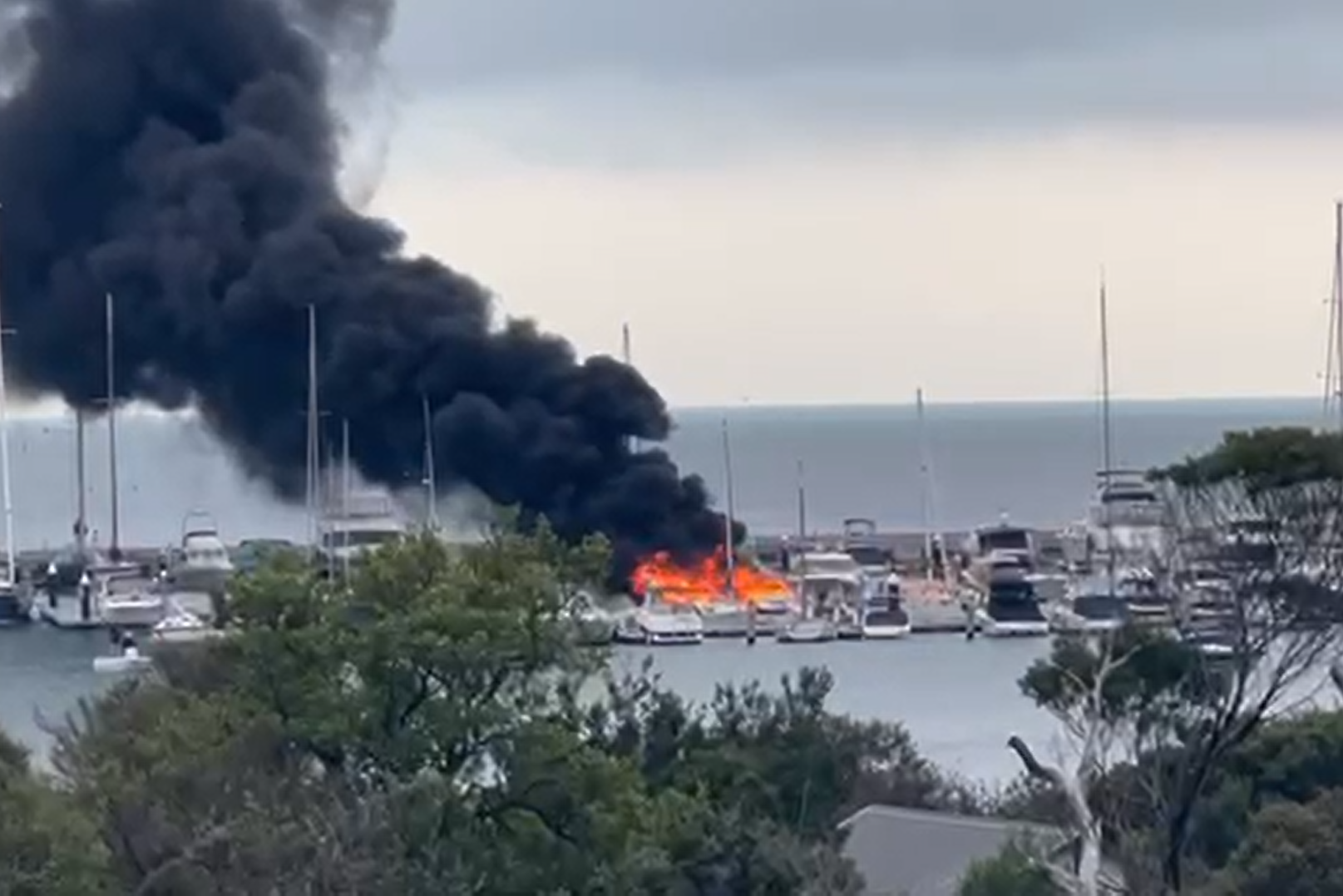 Blaze engulfs boats at Blairgowrie marina