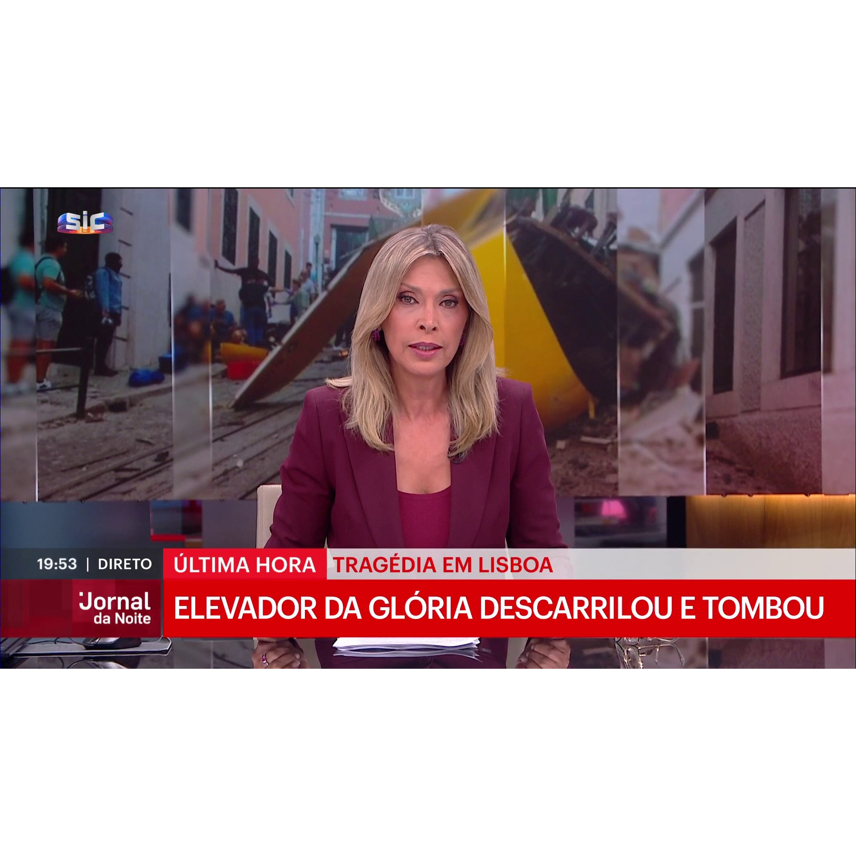 Lisboa e Portugal de luto, no Jornal da Noite com Clara de Sousa (parte 1/3): descarrilamento do elevador da Glória faz 15 mortos e 18 feridos