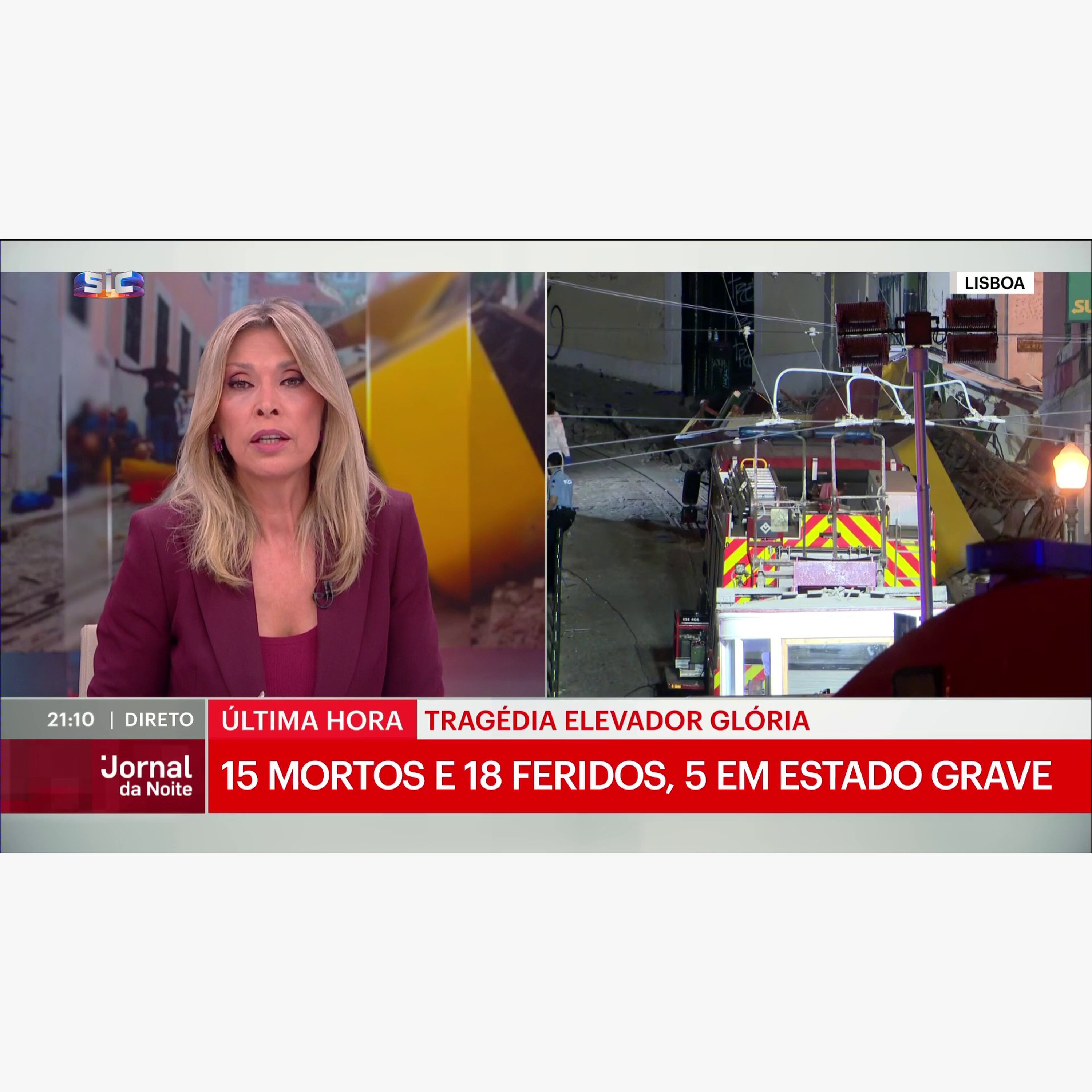 Lisboa e Portugal de luto, no Jornal da Noite com Clara de Sousa (parte 2/3): equipas de emergência mobilizadas para responder à tragédia na Calçada da Glória