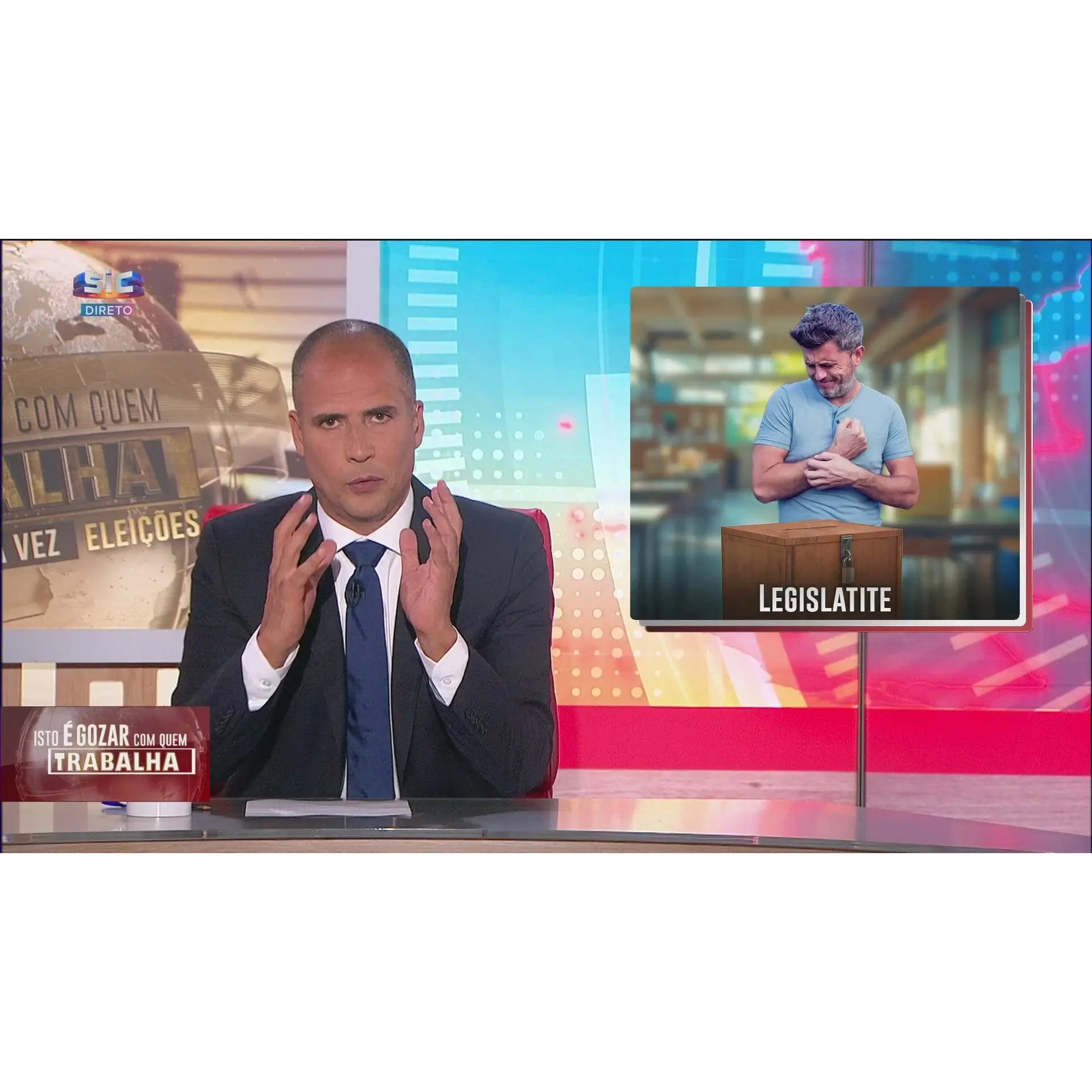 “Três legislativas em três anos. As urnas até estão assadas, na minha mesa de voto estavam a besuntar a ranhura com Halibut. Eu vou ter de começar a votar com a mão esquerda, que já tenho uma tendinite na outra”