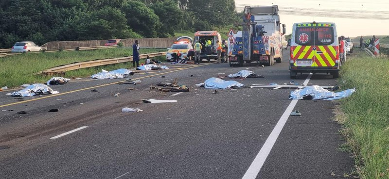 EZANAMUHLA: KZN Transport on a car crash that claimed the lives of eight members of a church in a collision near eMpangeni yesterday morning.