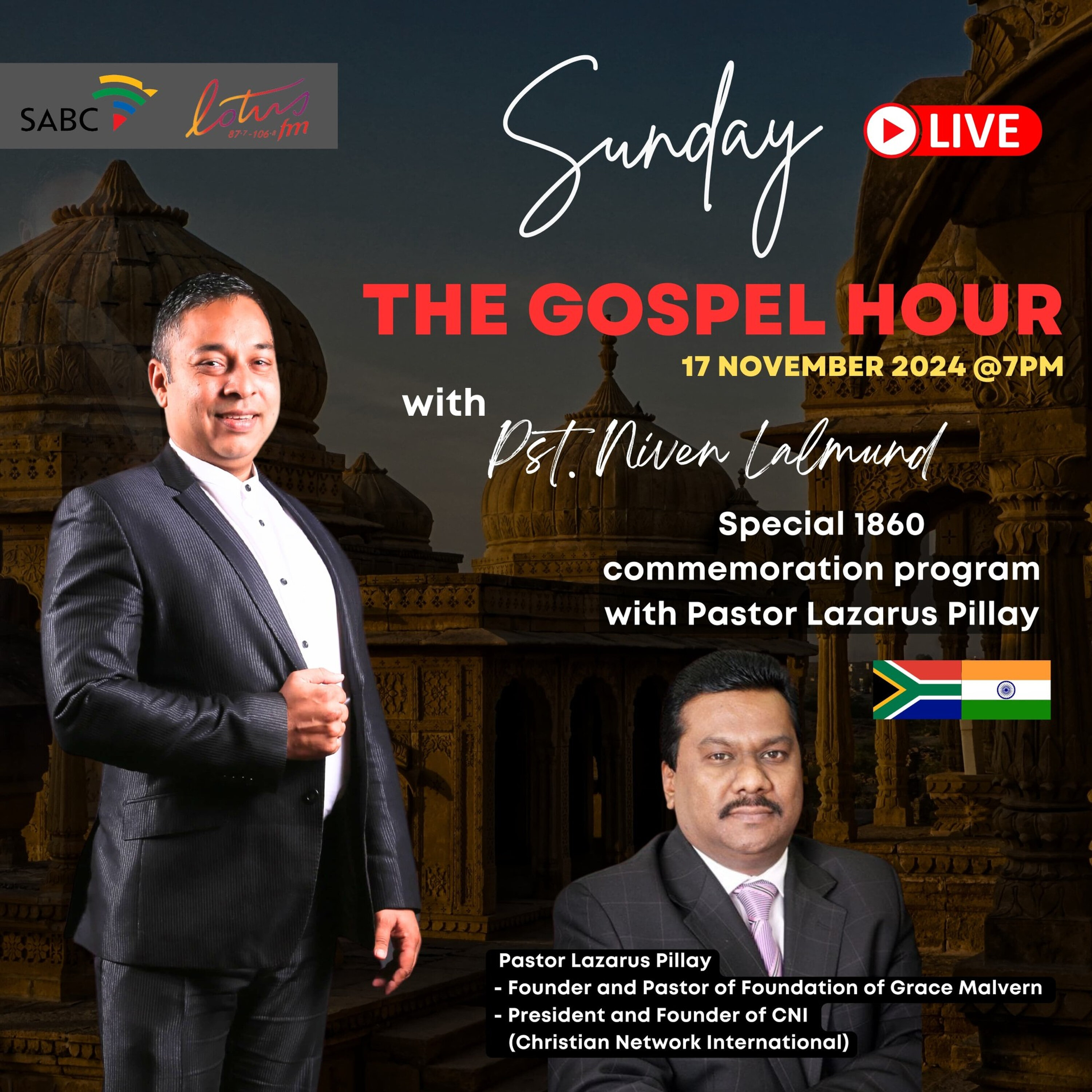 Pastor Lazarus Pillay - 17 November 2024 episode artwork