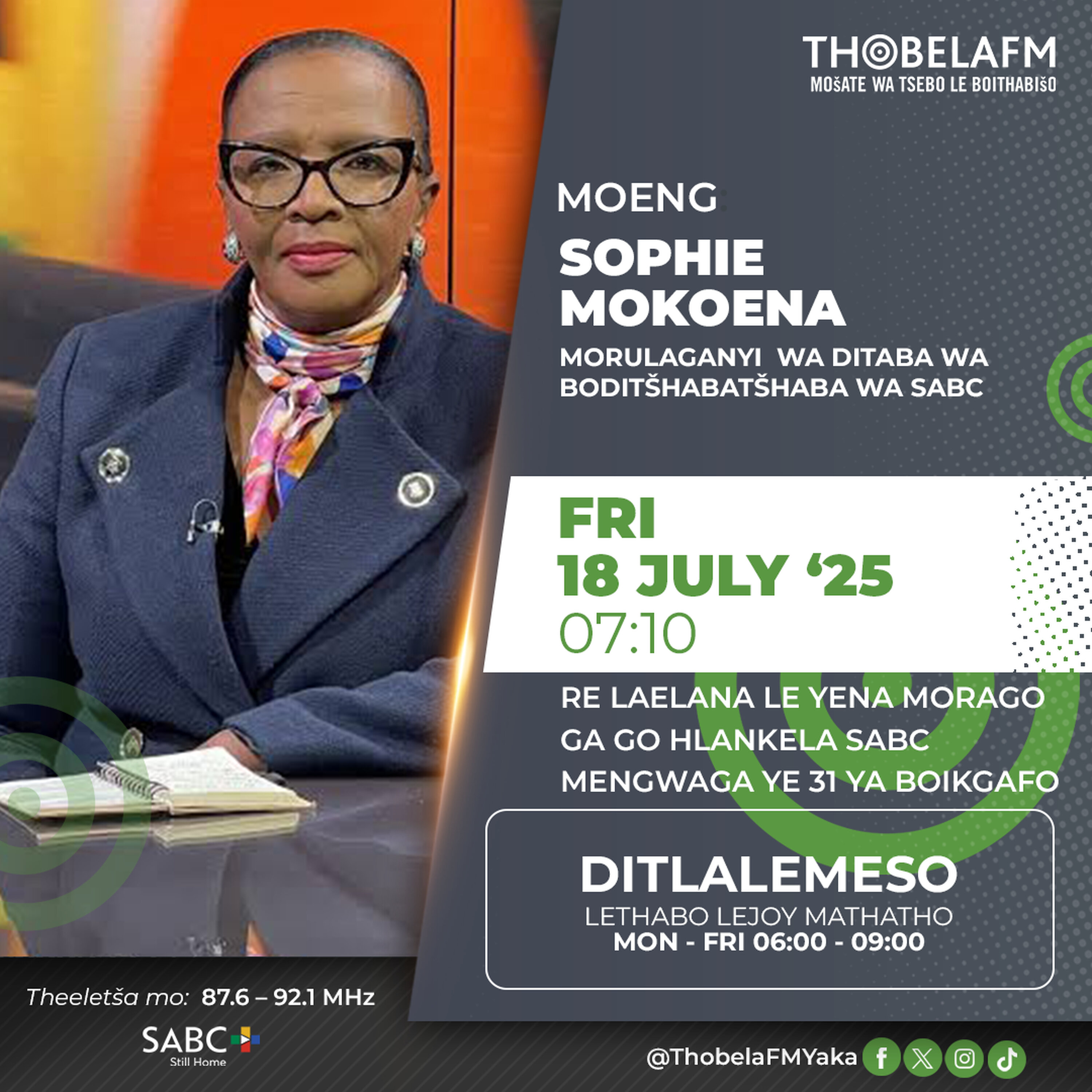 Re boledisana le Sofie Mokoena morago ga go somela SABC News mengwaga ye 31 ya boikgafo episode artwork