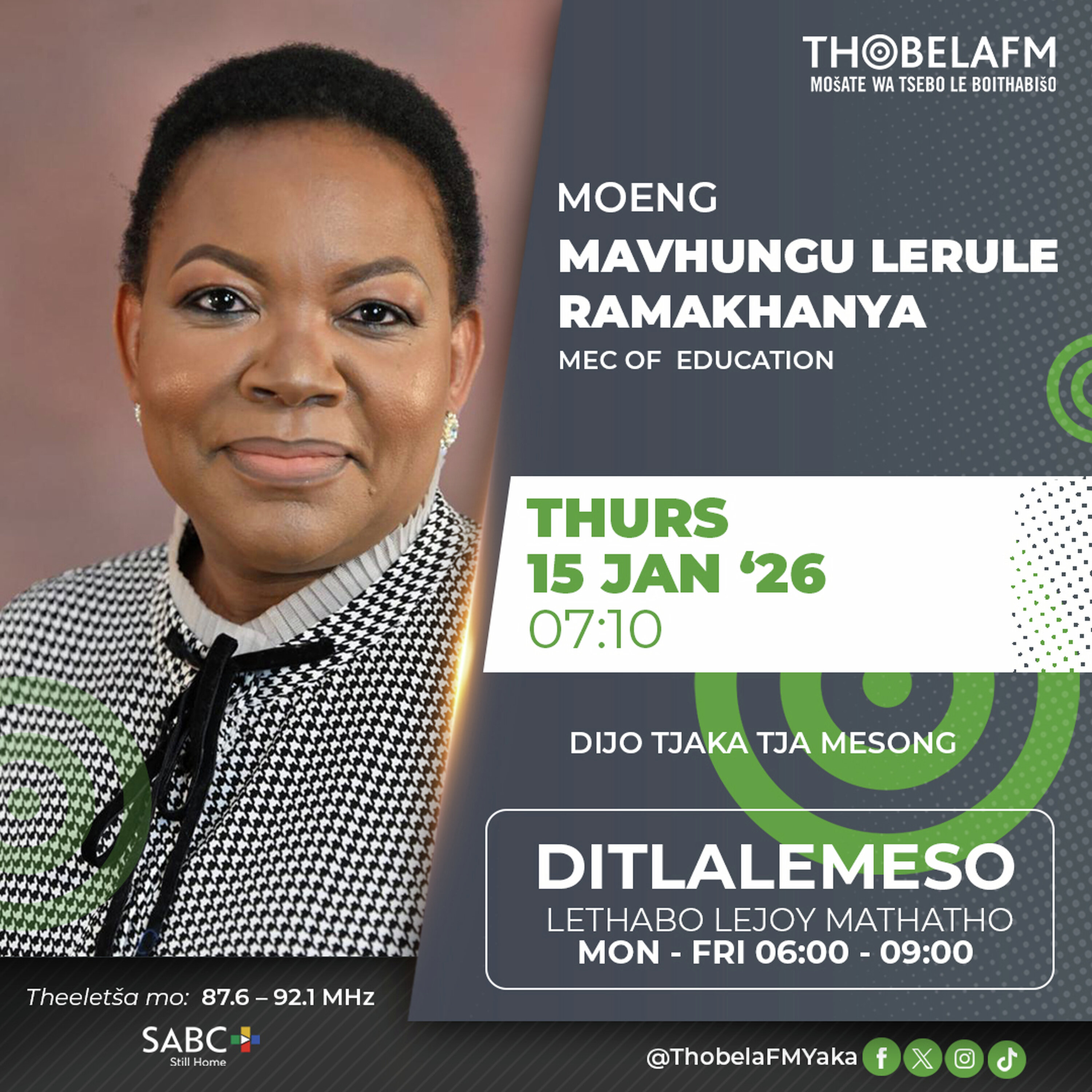 Dijo Tšaka Tša Mesong | MEC of Education - Mavhungu Lerule Ramakhanya episode artwork