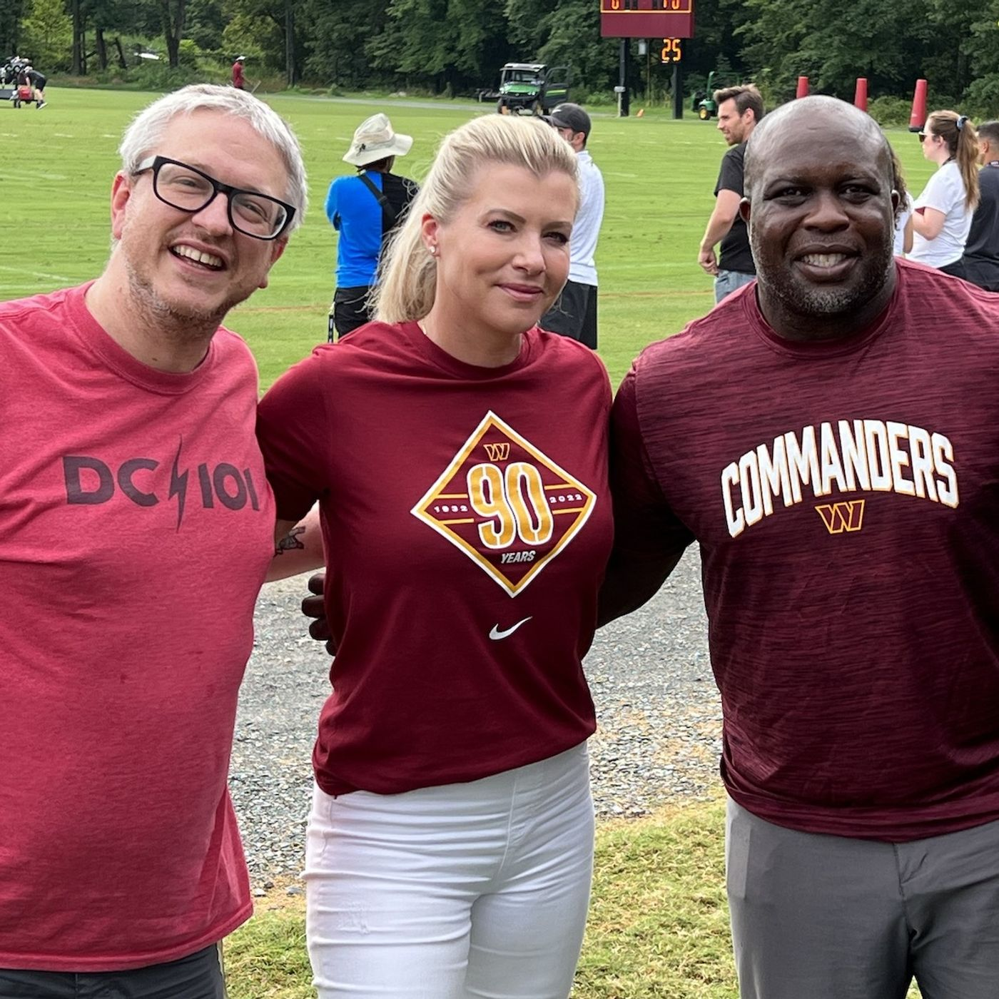 Julie Donaldson and London Fletcher at Commanders Training Camp episode artwork