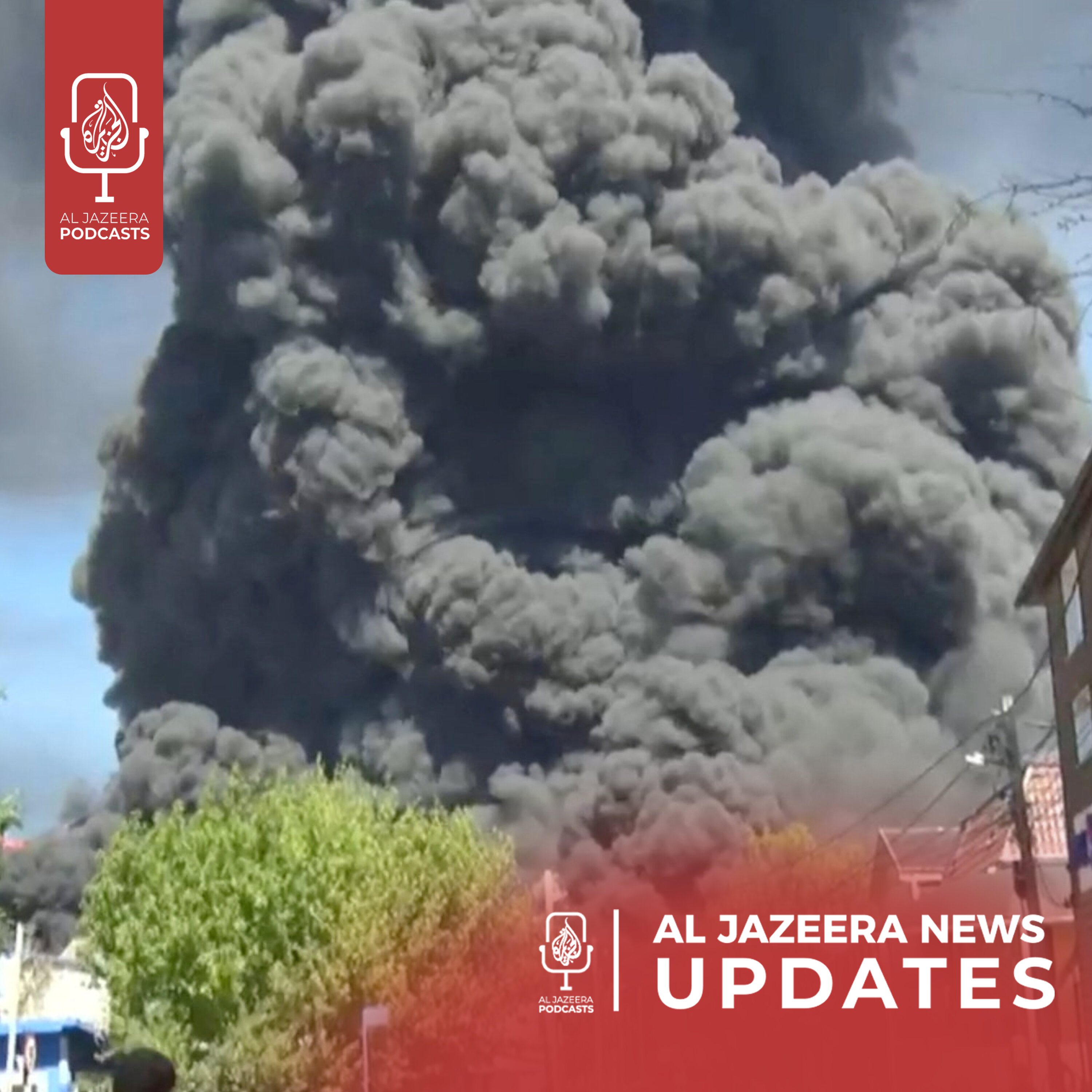 META charged by EU, Russian oil refinery fire episode artwork