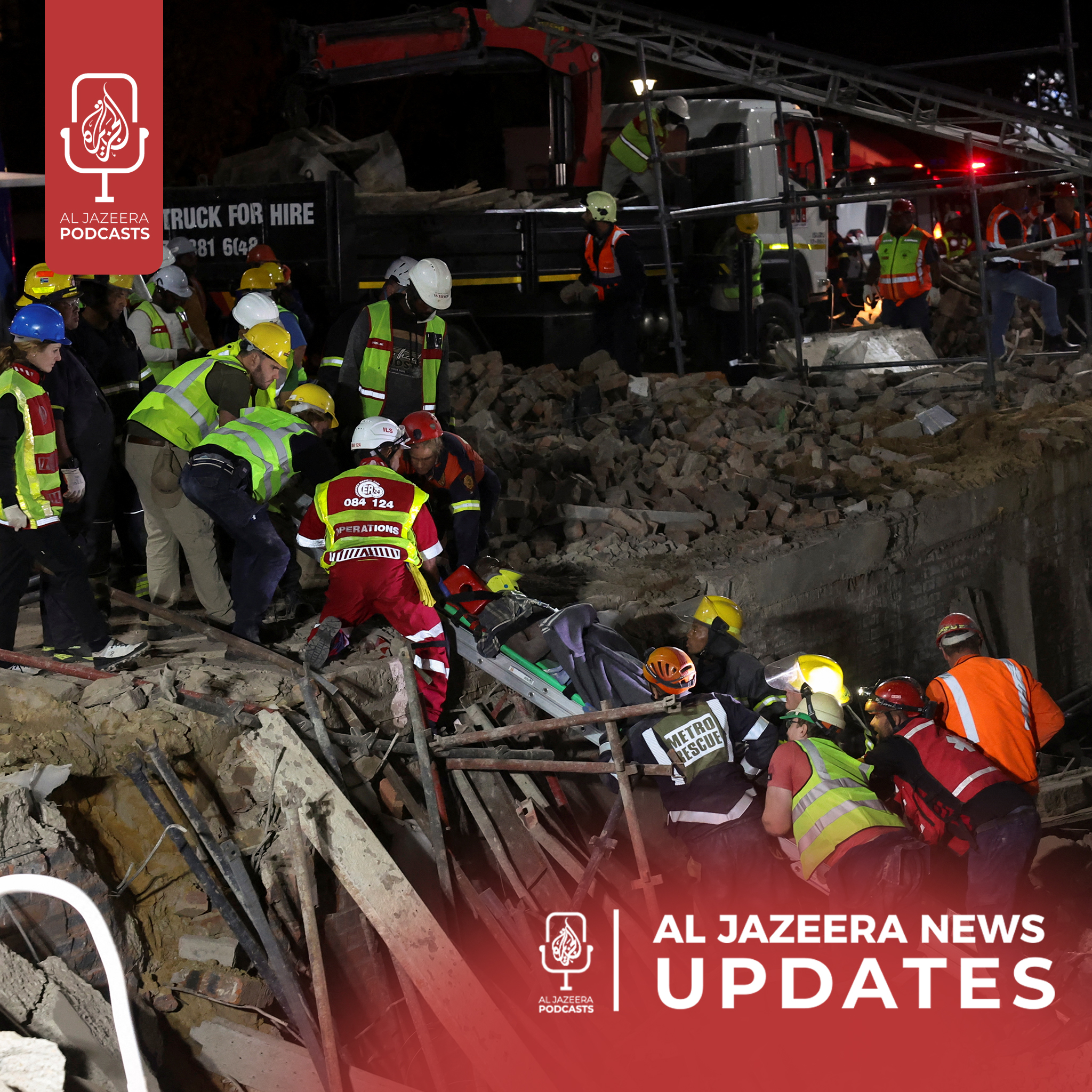 Ceasefire negotiations ongoing, South Africa building collapse