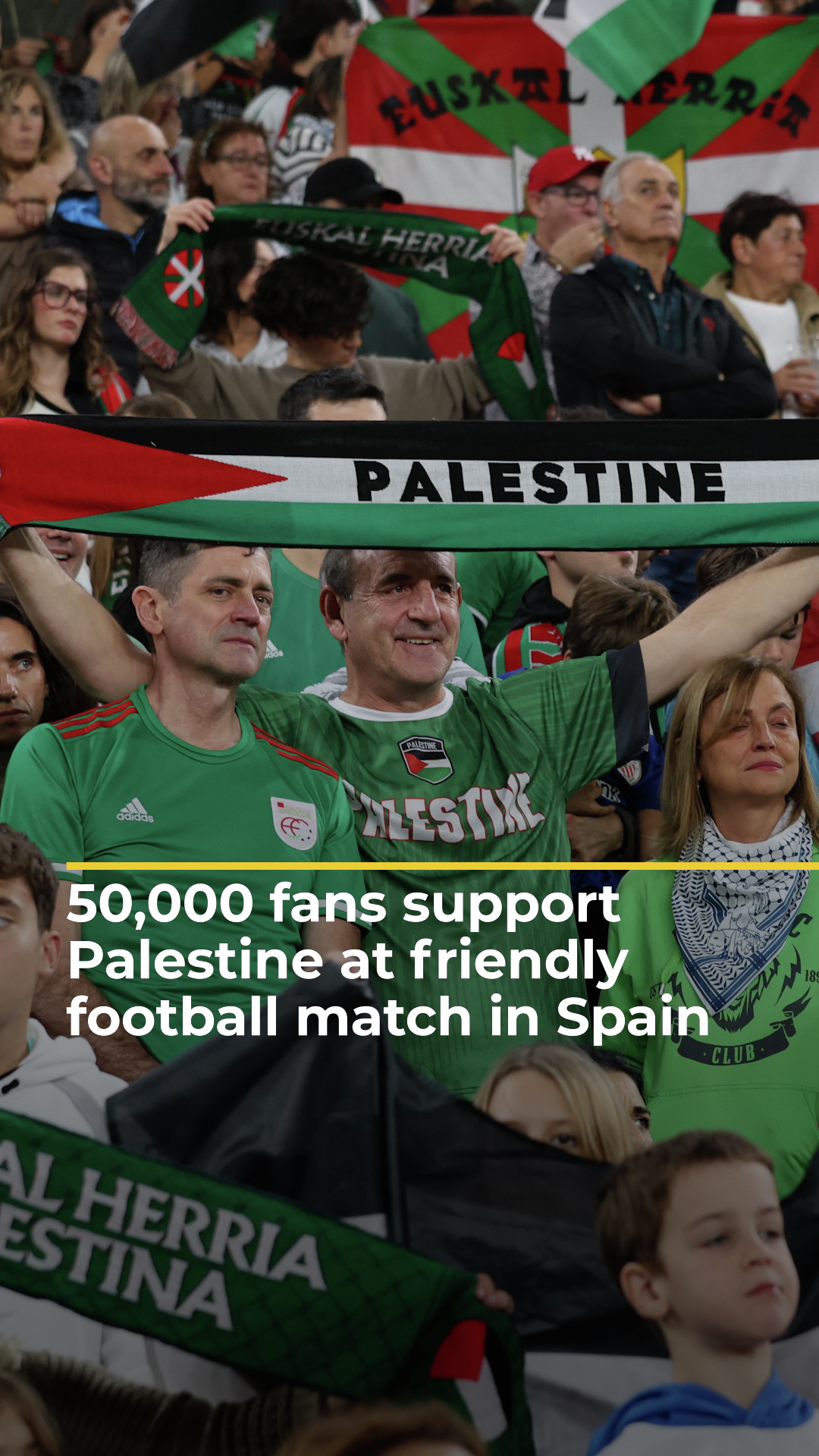 50,000 fans cheer for Palestine at friendly football match in Spain | AJ#shorts