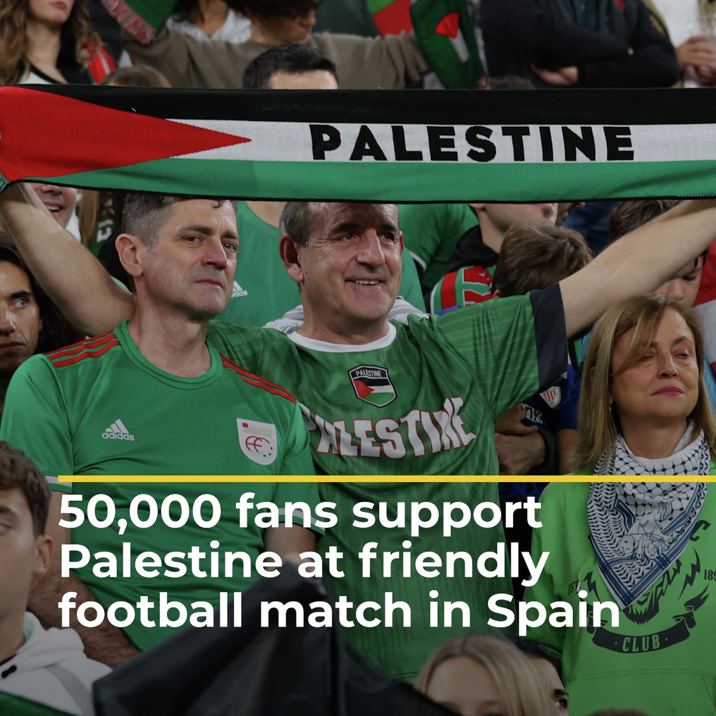 50,000 fans cheer for Palestine at friendly football match in Spain | AJ#shorts 50,000 fans cheer for Palestine at friendly football match in Spain | AJ#shorts