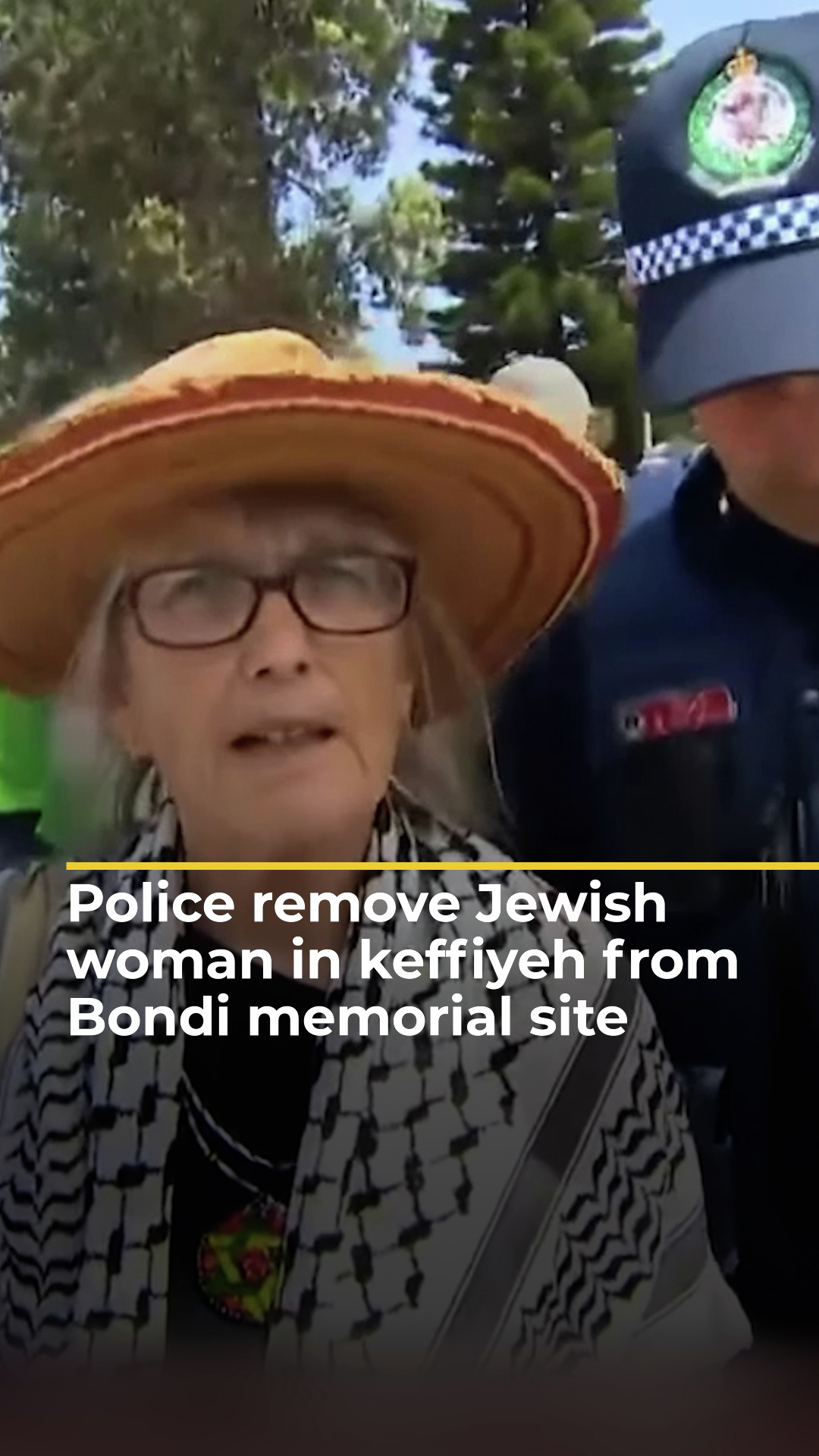 Police remove keffiyeh-wearing Jewish woman from Bondi memorial site | AJ#shorts