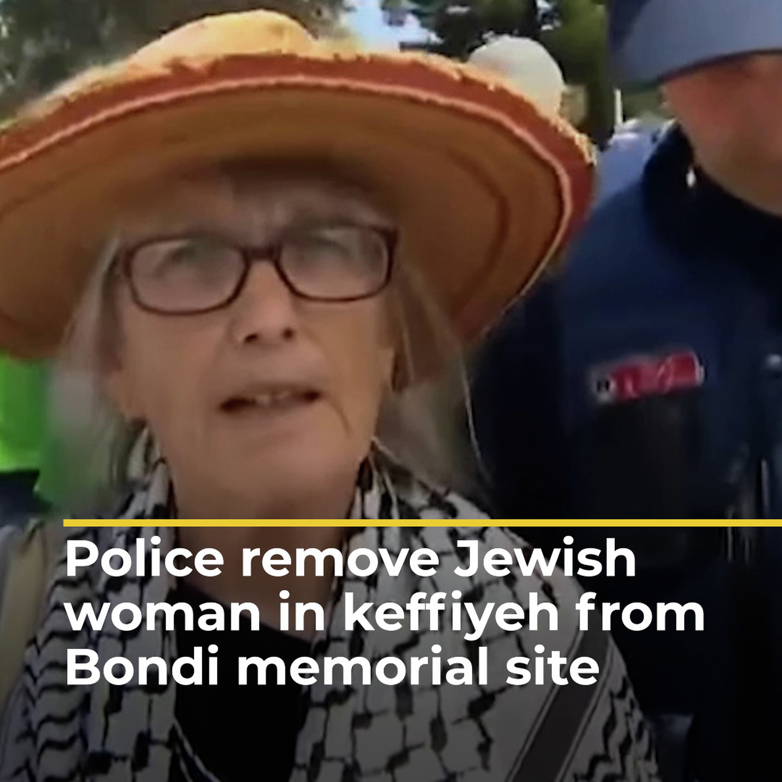 Police remove keffiyeh-wearing Jewish woman from Bondi memorial site | AJ#shorts Police remove keffiyeh-wearing Jewish woman from Bondi memorial site | AJ#shorts