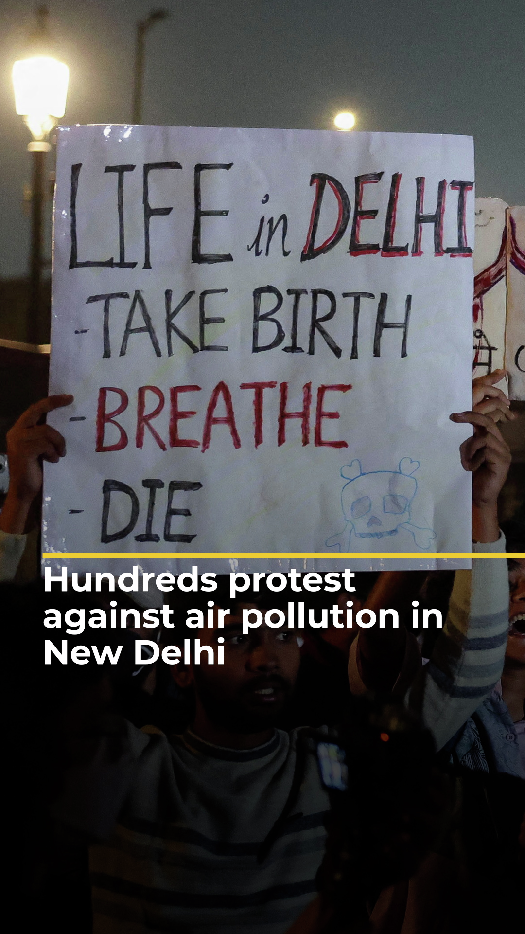 Hundreds protest against air pollution in New Delhi | AJ#shorts