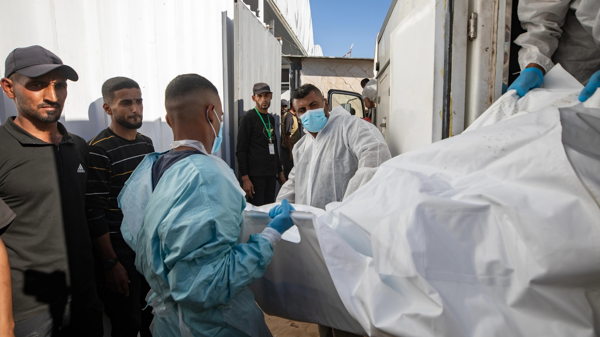Palestinians trying to identify bodies of loved ones in Gaza